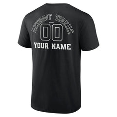 Detroit Tigers Monochrome Personalized Name & Number T-Shirt - Black