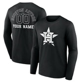 Houston Astros Monochrome Personalized Name & Number Long Sleeve T-Shirt - Black