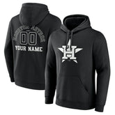 Houston Astros Monochrome Personalized Name & Number Pullover Hoodie - Black