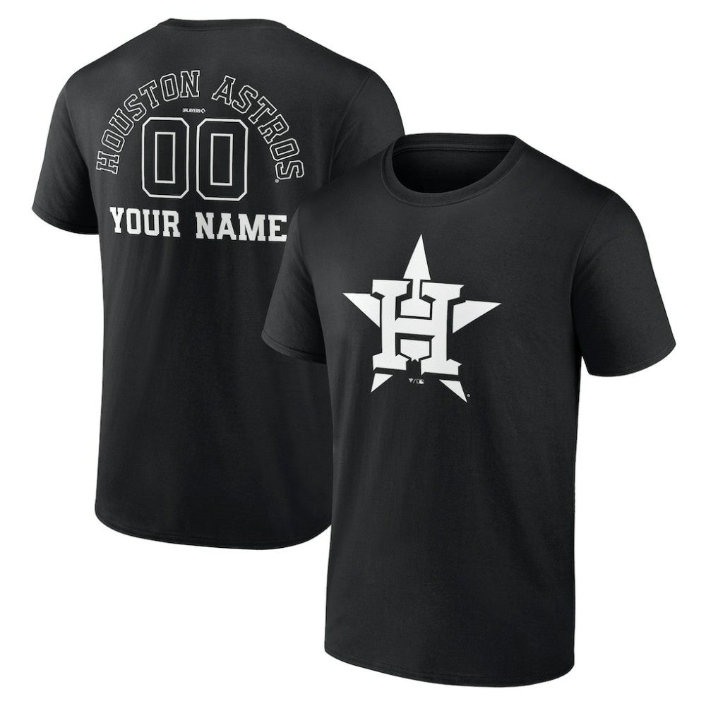 Houston Astros Monochrome Personalized Name & Number T-Shirt - Black
