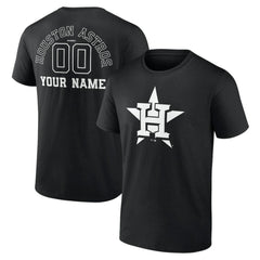 Houston Astros Monochrome Personalized Name & Number T-Shirt - Black