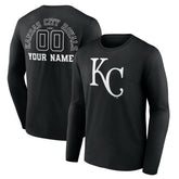 Kansas City Royals Monochrome Personalized Name & Number Long Sleeve T-Shirt - Black