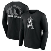 Los Angeles Angels Monochrome Personalized Name & Number Long Sleeve T-Shirt - Black