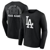 Los Angeles Dodgers Monochrome Personalized Name & Number Long Sleeve T-Shirt - Black