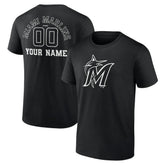 Miami Marlins Monochrome Personalized Name & Number T-Shirt - Black