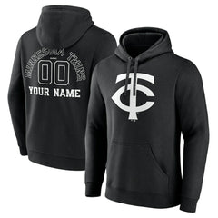 Minnesota Twins Monochrome Personalized Name & Number Pullover Hoodie - Black