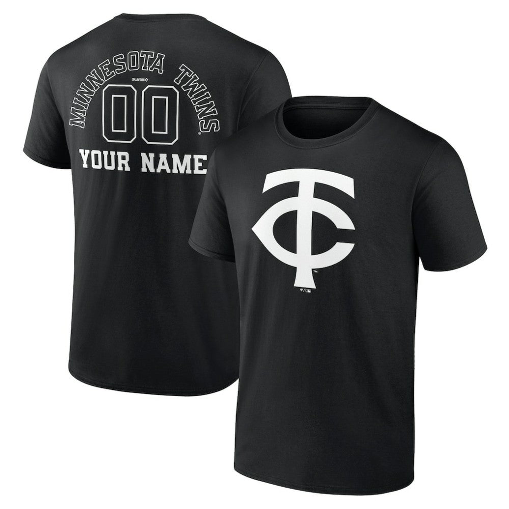 Minnesota Twins Monochrome Personalized Name & Number T-Shirt - Black