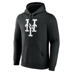 New York Mets Monochrome Personalized Name & Number Pullover Hoodie - Black