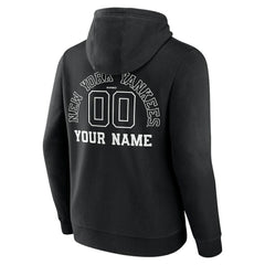New York Yankees Monochrome Personalized Name & Number Pullover Hoodie - Black