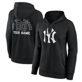 New York Yankees Women's Monochrome Personalized Name & Number Pullover Hoodie - Black