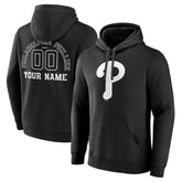 Philadelphia Phillies Monochrome Personalized Name & Number Pullover Hoodie - Black