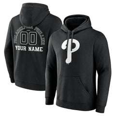 Philadelphia Phillies Monochrome Personalized Name & Number Pullover Hoodie - Black