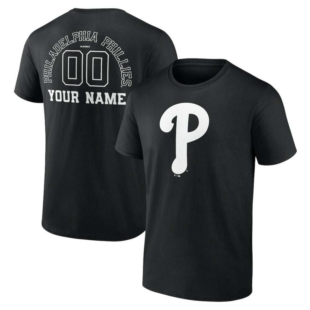 Philadelphia Phillies Monochrome Personalized Name & Number T-Shirt - Black