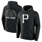 Pittsburgh Pirates Monochrome Personalized Name & Number Pullover Hoodie - Black