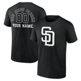 San Diego Padres Monochrome Personalized Name & Number T-Shirt - Black