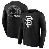 San Francisco Giants Monochrome Personalized Name & Number Long Sleeve T-Shirt - Black