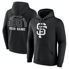 San Francisco Giants Monochrome Personalized Name & Number Pullover Hoodie - Black
