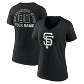 San Francisco Giants Women's Monochrome Personalized Name & Number V-Neck T-Shirt - Black