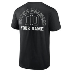 Seattle Mariners Monochrome Personalized Name & Number T-Shirt - Black