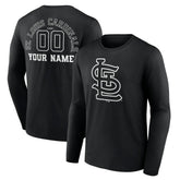 St. Louis Cardinals Monochrome Personalized Name & Number Long Sleeve T-Shirt - Black