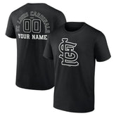 St. Louis Cardinals Monochrome Personalized Name & Number T-Shirt - Black