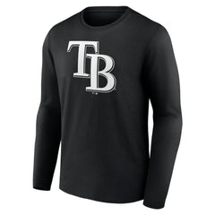 Tampa Bay Rays Monochrome Personalized Name & Number Long Sleeve T-Shirt - Black