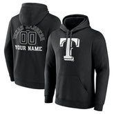 Texas Rangers Monochrome Personalized Name & Number Pullover Hoodie - Black