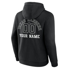 Texas Rangers Monochrome Personalized Name & Number Pullover Hoodie - Black