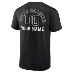 Texas Rangers Monochrome Personalized Name & Number T-Shirt - Black