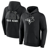 Toronto Blue Jays Monochrome Personalized Name & Number Pullover Hoodie - Black