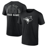 Toronto Blue Jays Monochrome Personalized Name & Number T-Shirt - Black