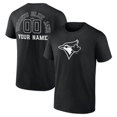 Toronto Blue Jays Monochrome Personalized Name & Number T-Shirt - Black
