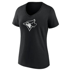 Toronto Blue Jays Women's Monochrome Personalized Name & Number V-Neck T-Shirt - Black