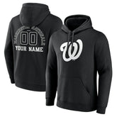 Washington Nationals Monochrome Personalized Name & Number Pullover Hoodie - Black