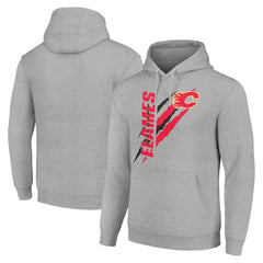 Calgary Flames Starter Color Scratch Fleece Pullover Hoodie Heather Gray