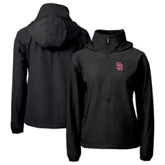 San Diego Padres Cutter & Buck Women's City Connect Charter Eco Recycled Half-Zip Anorak Jacket - Black