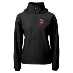 San Diego Padres Cutter & Buck Women's City Connect Charter Eco Recycled Half-Zip Anorak Jacket - Black