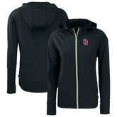 San Diego Padres Cutter & Buck Women's City Connect Daybreak Eco Recycled Full-Zip Hoodie - Black