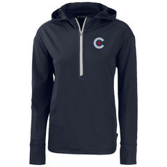 Chicago Cubs Cutter & Buck Women's City Connect Daybreak Eco Recycled Half-Zip Hoodie - Navy