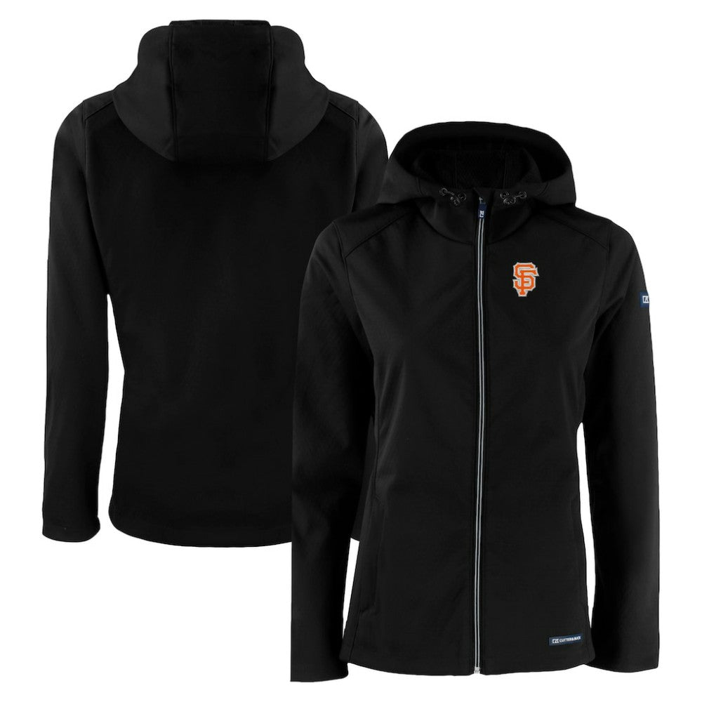 San Francisco Giants Cutter & Buck Women's City Connect Evoke Eco Softshell Recycled Full-Zip Hoodie Jacket - Black