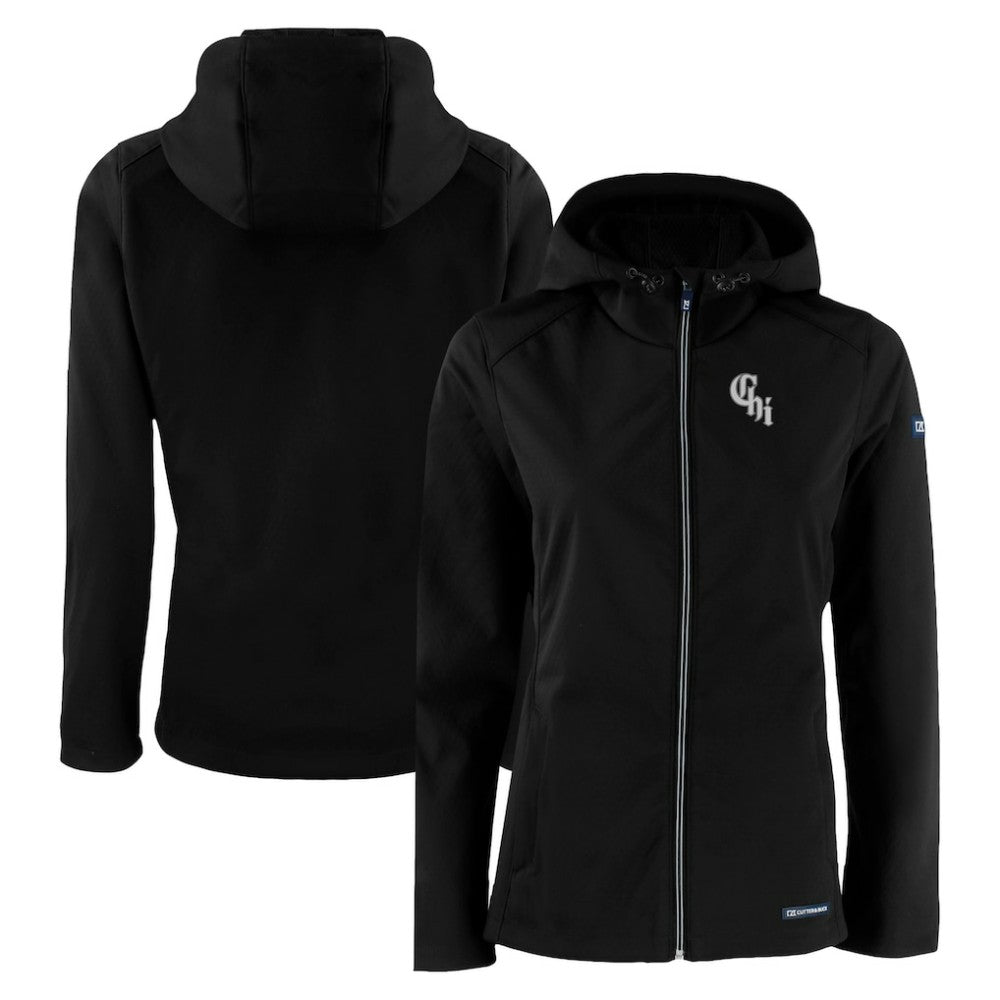 Chicago White Sox Cutter & Buck Women's City Connect Evoke Eco Softshell Recycled Full-Zip Hoodie Jacket - Black