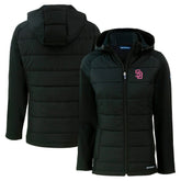 San Diego Padres Cutter & Buck Women's City Connect Evoke Hybrid Eco Softshell Recycled Full-Zip Hoodie Jacket - Black