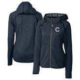 Chicago Cubs Cutter & Buck Women's City Connect Mainsail Full-Zip Hooded Jacket - Heather Navy
