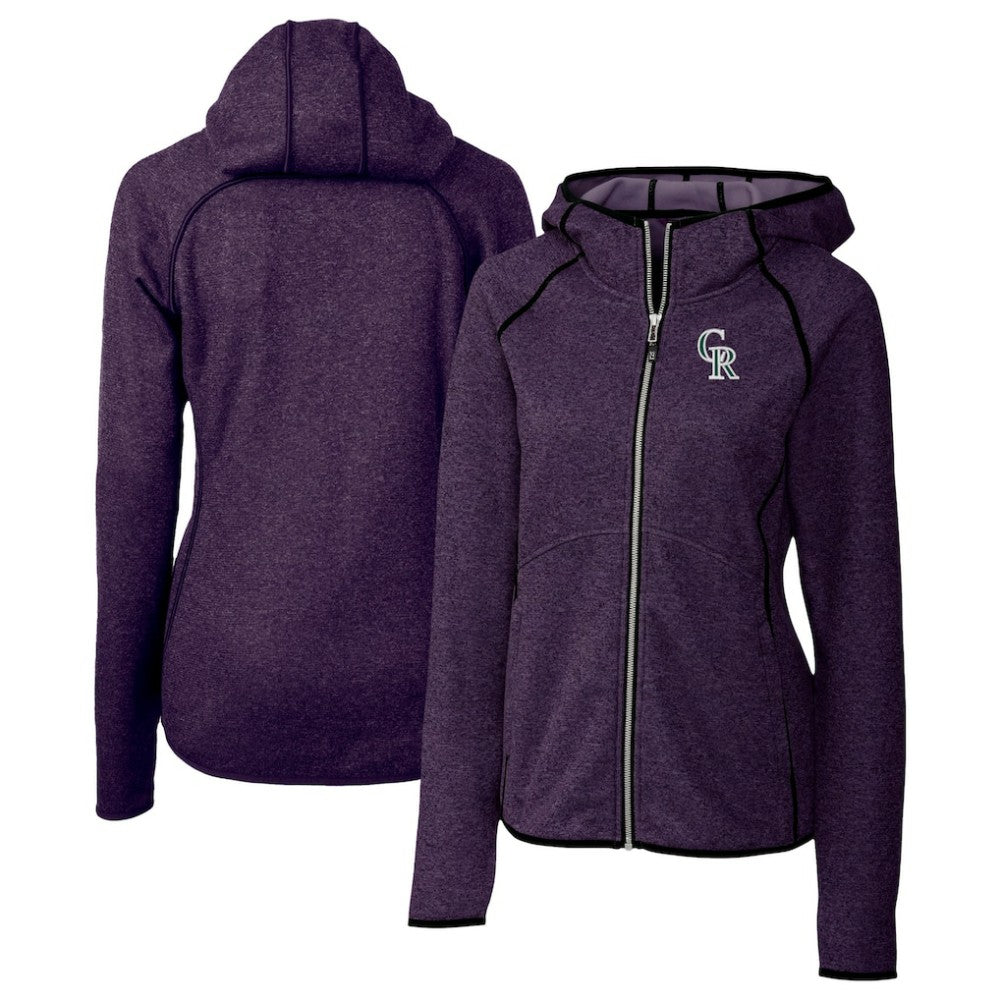 Colorado Rockies Cutter & Buck Women's City Connect Mainsail Full-Zip Hooded Jacket - Heather Purple