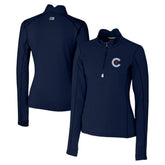 Chicago Cubs Cutter & Buck Women's City Connect Traverse Stretch Quarter-Zip Pullover Top - Navy