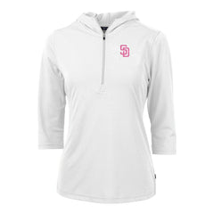 San Diego Padres Cutter & Buck Women's City Connect Virtue Eco Pique Recycled Half-Zip Pullover Hoodie - White