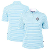 Chicago Cubs Cutter & Buck Women's City Connect Virtue Eco Pique Stripe Recycled Top - Powder Blue