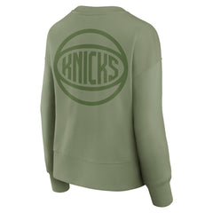 New York Knicks Women's Elements Flow Pullover Sweatshirt - Olive | Fanatics outlet