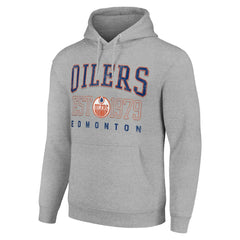 Edmonton Oilers Starter Retro Graphic Pullover Hoodie Heather Gray