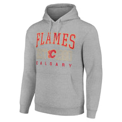 Calgary Flames Starter Retro Graphic Pullover Hoodie Heather Gray